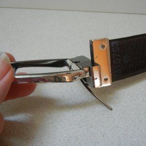 Mens Sz 36 Casual Brighton Reversible Belt Pebbled Leather Silver Black Brown